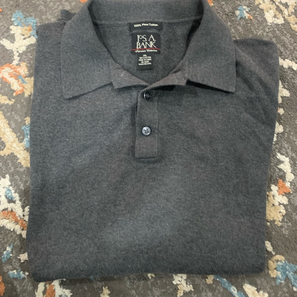 Jos A Bank Polo‎ Shirt Mens XL Gray Pullover Casual Signature Collection EUC
